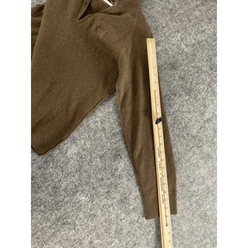 The North Face Sweater Mens Medium Brown Wool Blend Quarter Zip Pullover N192